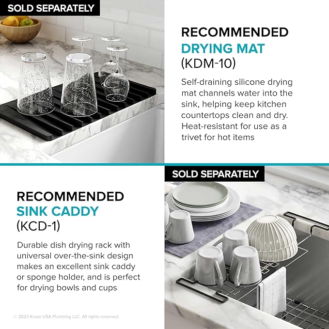 KRAUS Kore 21-Inch Undermount Workstation 16 Gauge Single Bowl Stainless Steel Kitchen Sink with Accessories, KWU111-21