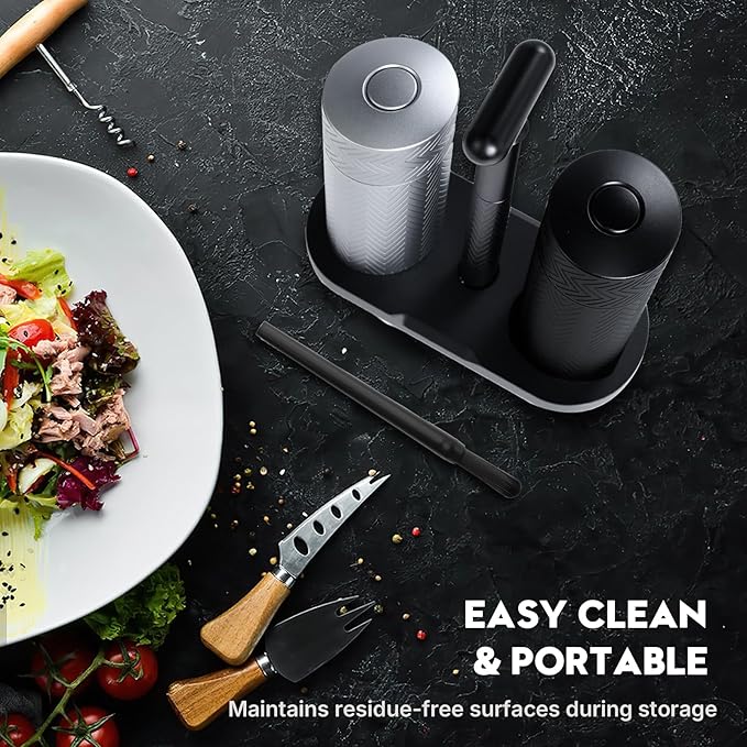 ARKNOAH Tabletop Manual Pepper and Salt Grinder 2-Pack Set, Refillable Adjustable Coarseness, Dual Stainless Steel Blades & Ceramic Cores, Portable Home & Commercial Grinding Settings