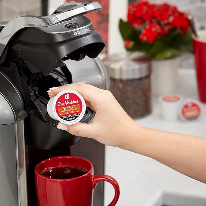 Tim Hortons Maple Flavored Coffee, Single-Serve K-Cup Pods Compatible with Keurig Brewers, 72ct K-Cups, Red, 12 Count (Pack of 6)
