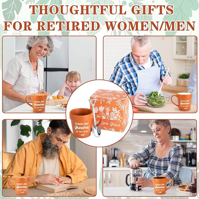 Gifts for Grandma, Christmas Birthday Gifts for Grandma from Granddaughter Grandson Grandkids, Nana Gigi Mimi New Grandmas Gardening Plant Mug for First Time Best Grandmas Gift
