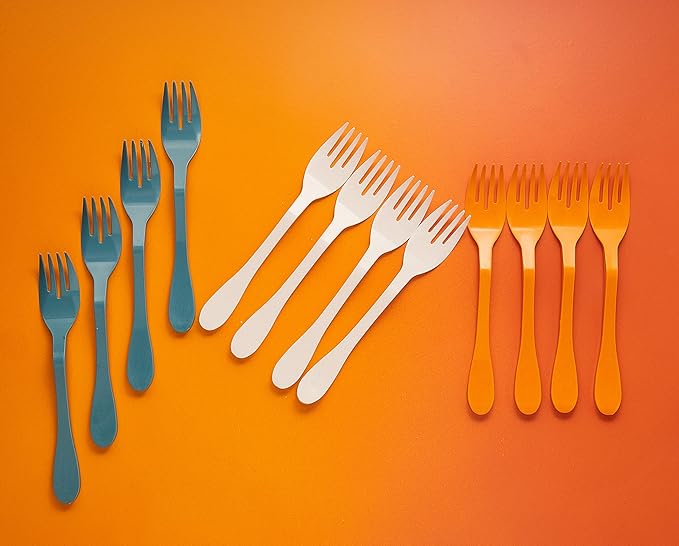 Eco Fork Open Stock, Bulk 12 Piece Set, White Reusable Bamboo