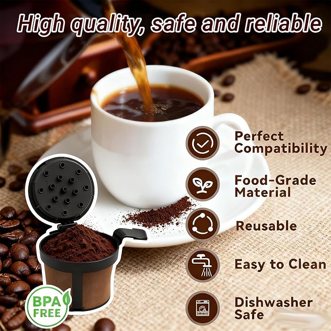 Coffee filter compatible with Ninja PB051 / PB040 / PB041ST-coffee grinder compatible with Ninja beans - gold 304 stainless steel mesh reusable - Coffee pod accessories 2PCS (1)