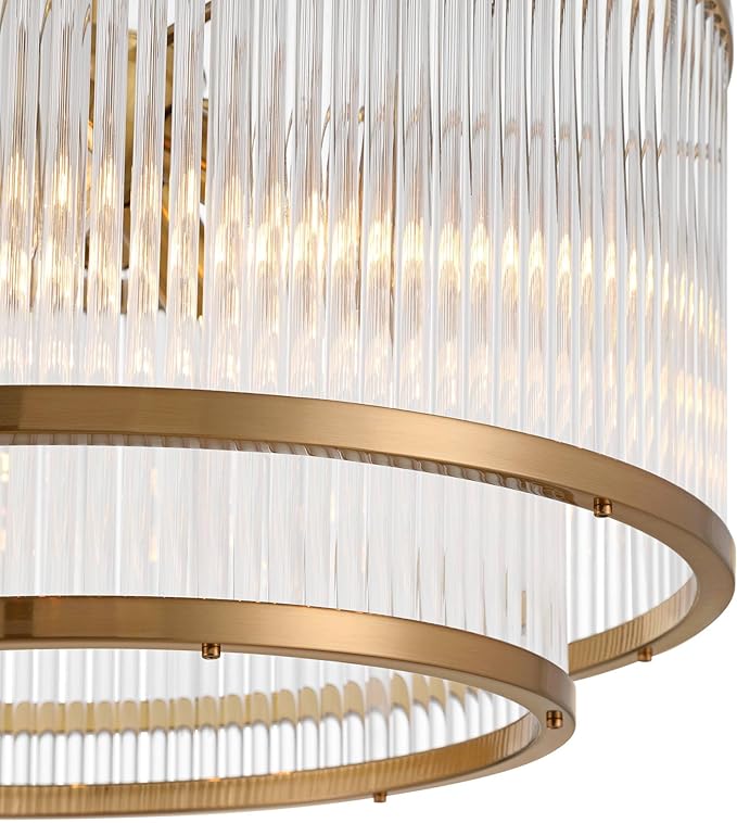 Possini Euro Design Warren 16 1/4" Modern Semi Flush-Mount Ceiling Light Fixture Kitchen Foyer Hallway Drum Round 5-Light Bronze Finish Crystal Bedroom Bathroom Entryway Living Room Indoor Small