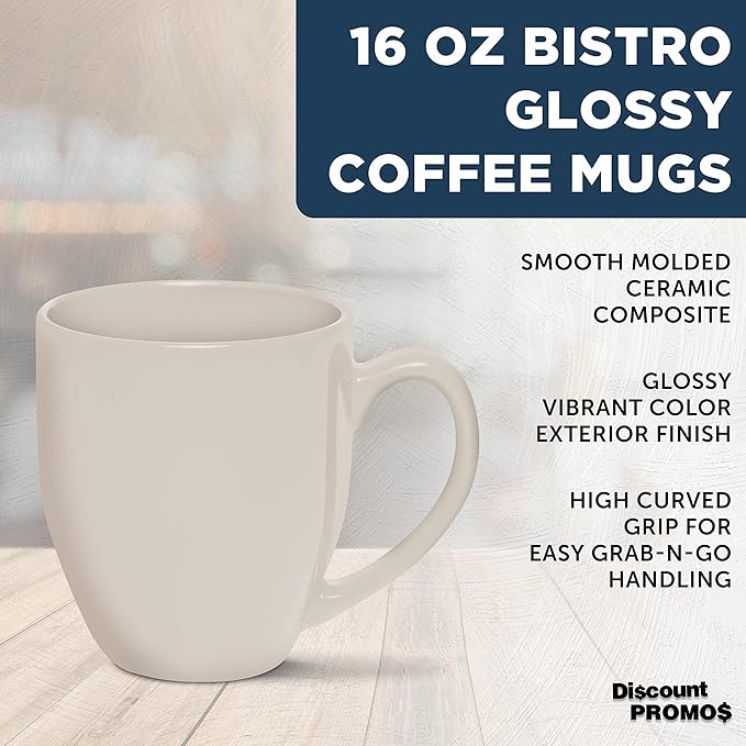 DISCOUNT PROMOS Large Coffee Cups 16 oz. Set of 10, Bulk Pack - Perfect for Tea, Espresso, Cappuccino, Hot Cocoa - Grey