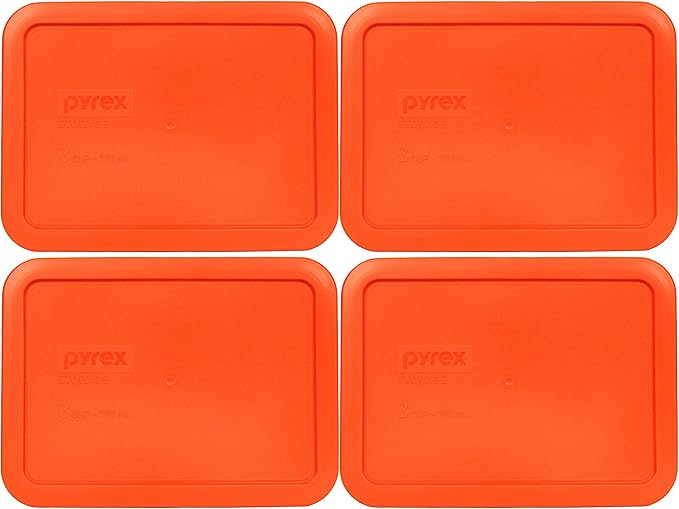 Pyrex 7210-PC 3-Cup Pumpkin Orange Replacement Storage Lid - 4-Pack