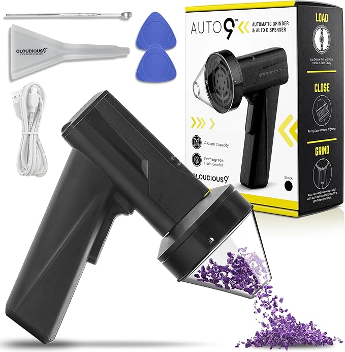 2.5" Large Electric Grinder Herb Grinder, Auto Spice Grinder with Auto Dispensing (Black)