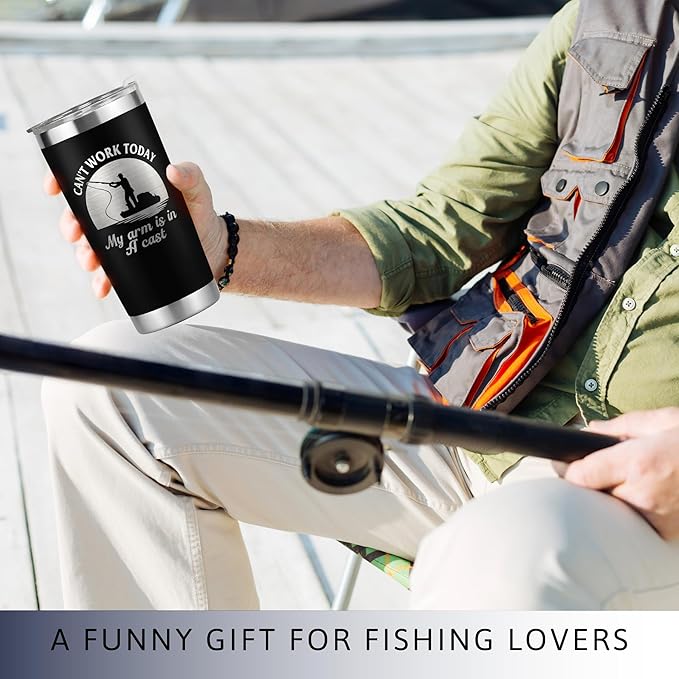 Fishing Gifts for Men - Gifts for Fisherman - Fisherman Gift for Men, Boys - Fishing Fathers Day Gift for Him - Fish Coffee Mug - 20 Oz Stainless Steel Tumbler