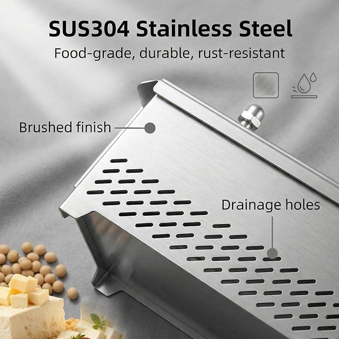 Tofu Press Stainless Steel Tofu Press Paneer Maker - Cheese Press Prensa Para Queso for Homemade Tofu, Paneer，Easy to Use and Clean, Tofu Press Dishwasher Safe, BPA Free Food Strainer