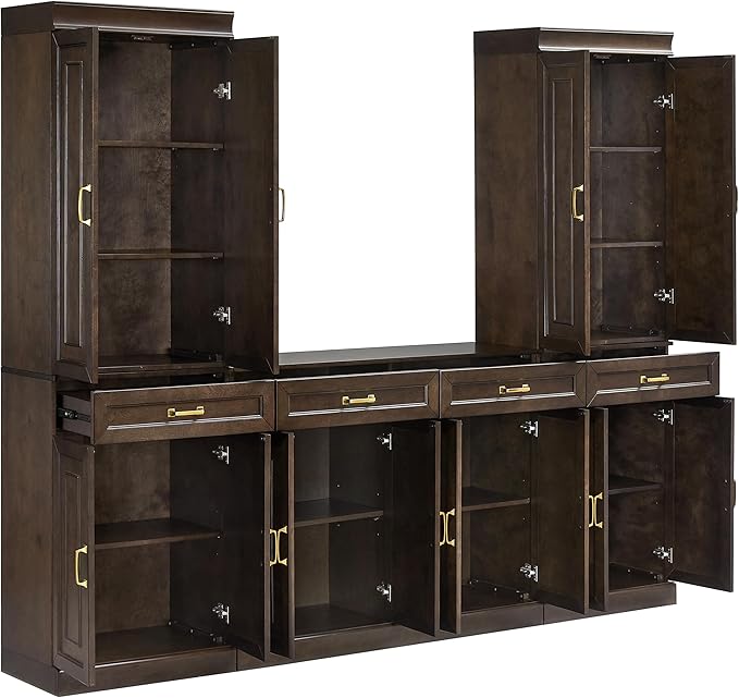 Crosley Furniture Stanton 3-Piece Traditional Sideboard Buffet Cabinet and Kitchen Storage Pantry Set, Coffee