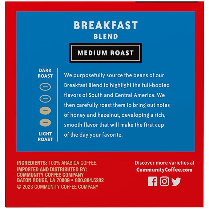 Community Coffee Breakfast Blend, Medium Roast Single-Serve Keurig K-Cup Pods, 12 Count (Pack of 1)