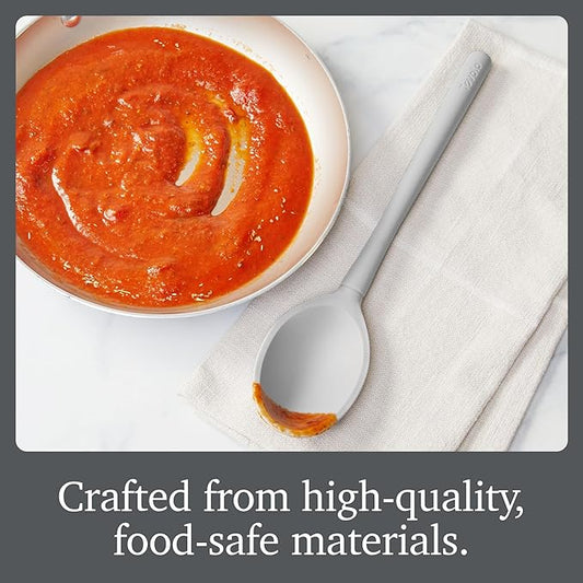 Tovolo Flex Core Silicone Cooking Utensils Set of 5 Slotted Turner Spatula Spoons Fork Ladle Non Stick Dishwasher Safe Heat Resistant Kitchen Tools for Cooking Baking Serving Food Prep Oyster Gray