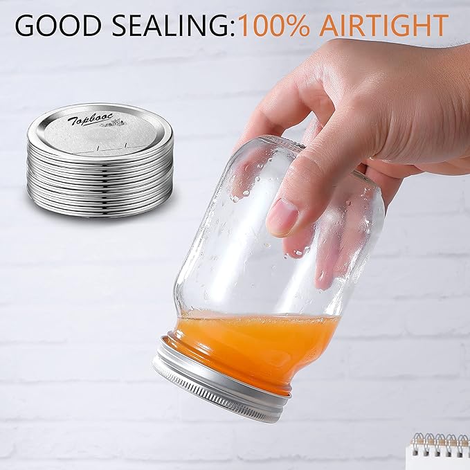 Canning Lids for Ball, Kerr Jars - Split-Type Metal Mason Jar Lids for Canning - Food Grade Material, 100% Fit & Airtight for Regular Mouth Jars (Regular Mouth（150 Pcs）)