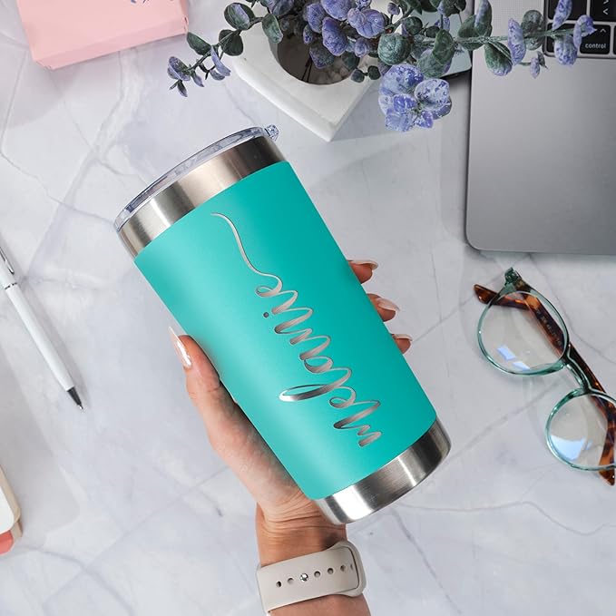 Personalized Tumblers, Stainless Steel 20 oz Tumbler w/Lid I Personalized Cups Double Walled Insulated Coffee Cup for Travel - Teal