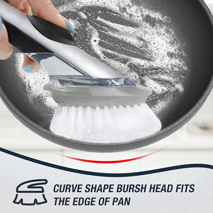 Brush Refills for OXO Dish Brush - 4 Pack Dish Brush Cleaning Soap Dispensing Head Replacement for Scrubber(Grey)