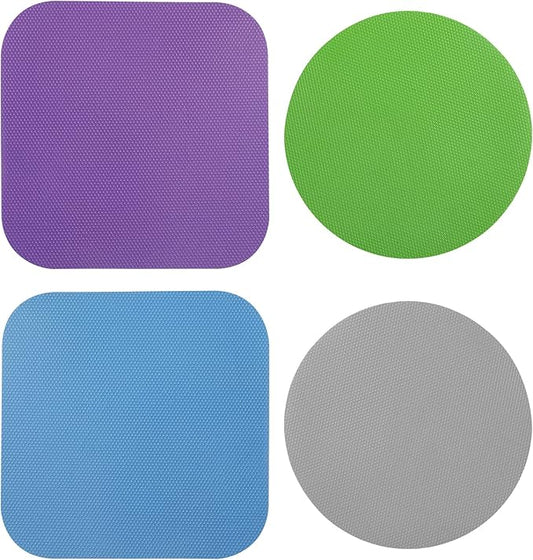 4pcs Jar Opener Gripper Pads, Rubber Jar Grippers Multi-function Jar Opener for Seniors with Arthritis Weak Hands Kitchen Coasters(Blue, Green, Gray, Purple)