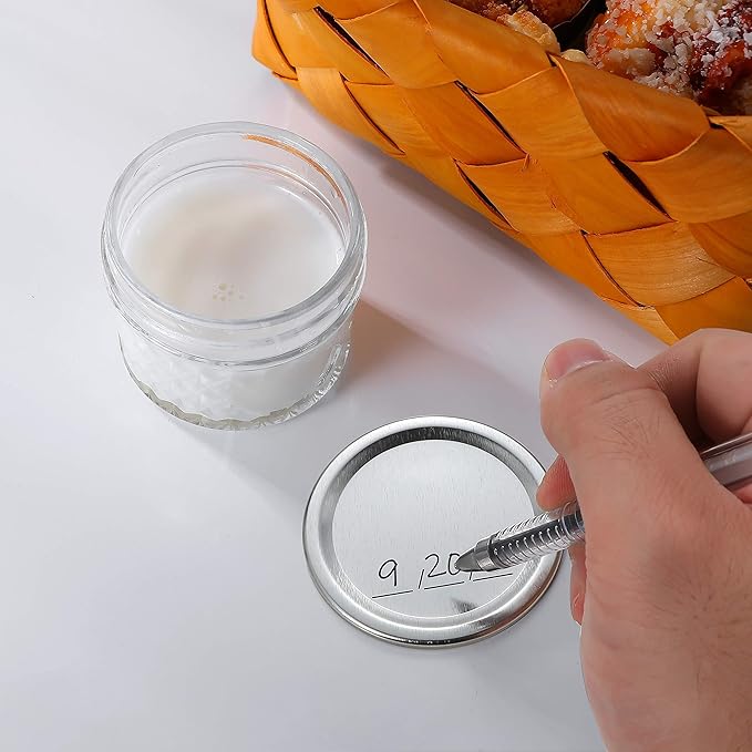 100-Count [Wide Mouth] Canning Lids for Ball, Kerr Jars - Split-Type Metal Mason Jar Lids for Canning - Food Grade Material, 100% Fit & Airtight for Regular Mouth Jars (86mm Wide Mouth（100 Lids）)