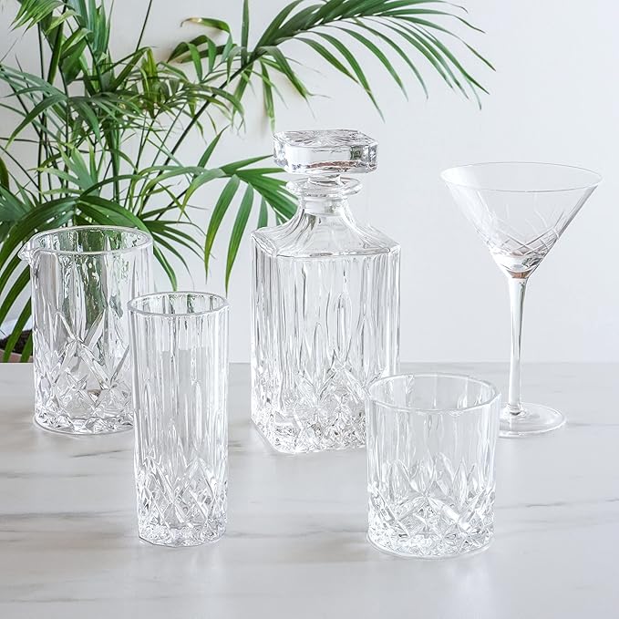 Viski Admiral Crystal Whiskey Tumbler Set, Classic Lowball Cocktail Glasses, Crystal Clear Drinking Glasses for Bourbon, Scotch, Spirits, Neat Pours, Gifts for Men, Home Bar, 10 oz, Set of 4