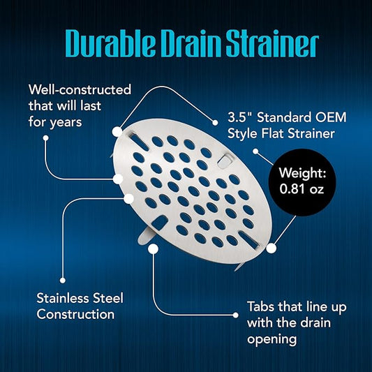 3.5-inch Commercial Sink Strainer on 3 Tier Sink Twist Waste Drain, Durable Flat Kitchen Strainer with Tabs, (not Meant for Residential use)