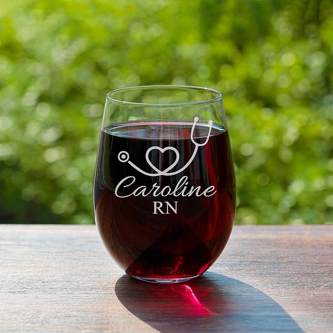 Custom Engraved Wine Glass - Personalized Nurse Gifts, Graduation Gift for Nurses Week Retirement Graduation Appreciation Present for School Nursing Student RN Practitioner (Wine, Nurse)