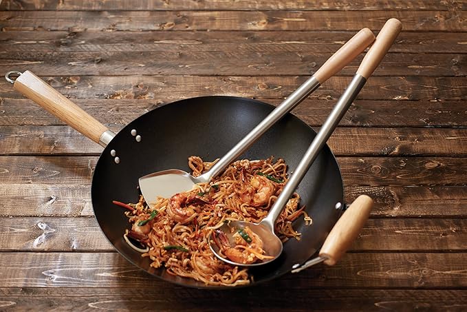 Fox Run Spatula & Ladle Wok Tool Set, 16.5-17.5 inches, Stainless Steel