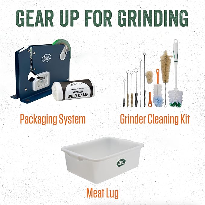 LEM Products BigBite #12 Meat Grinder and Grinder Foot Switch Bundle, 0.75 HP Stainless Steel Electric Meat Grinder Machine, Ideal for Frequent Use
