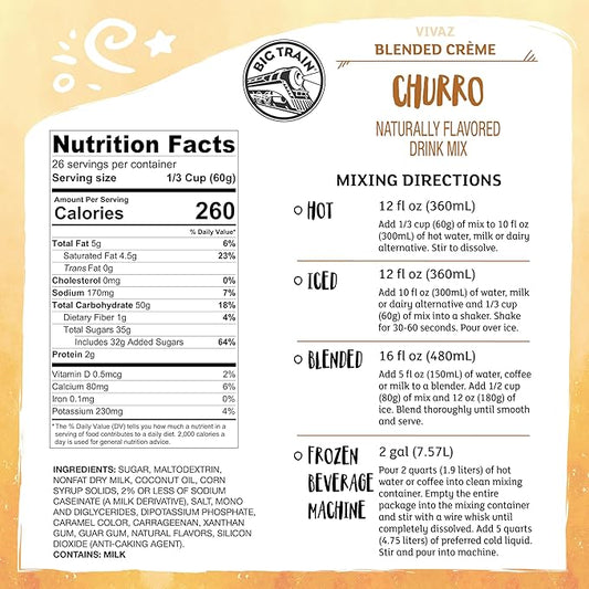 Big Train Vivaz Churro Blended Crème Beverage Mix, 3.5 Pound (Pack of 1)
