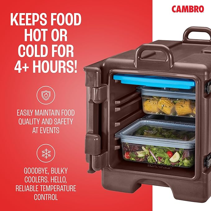 Cambro Insulated Food Pan Carrier - Hotbox and Food Warmer for Catering & Transport - Front Load UPC300 Series (Brown)