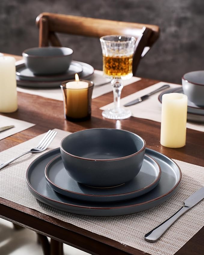 Famiware Mercury 24 Pieces Dinnerware Sets, Plates and Bowls Sets for 8, Microwave and Dishwasher Safe Dish Set, Multi-color
