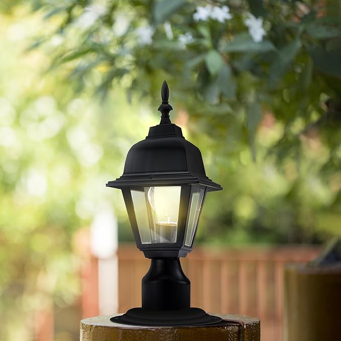 Maple Street Outdoor Post Light with Clear Glass, Wet Rated for Driveway, Patio, and Garden – Design House, 507509