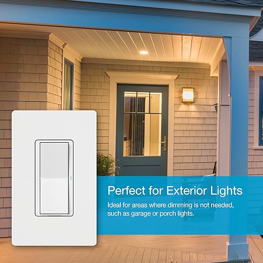 Lutron Claro Smart Switch for Caseta Lighting, for LED Lights, Fans, 5 Amp, Single-Pole/3-Way, Neutral Required, DVRF-5NSS-WH-6, White, 6 Pack