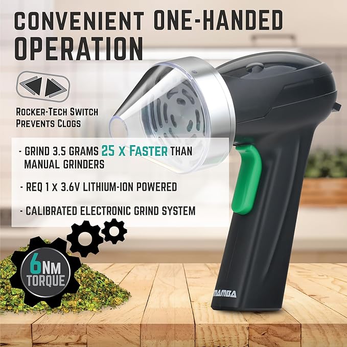 Mamba Monster 3.5g Silver USB Electric Herb Grinder. Large Capacity Portable Metal Herbal Machine & Spice Mill for the Kitchen