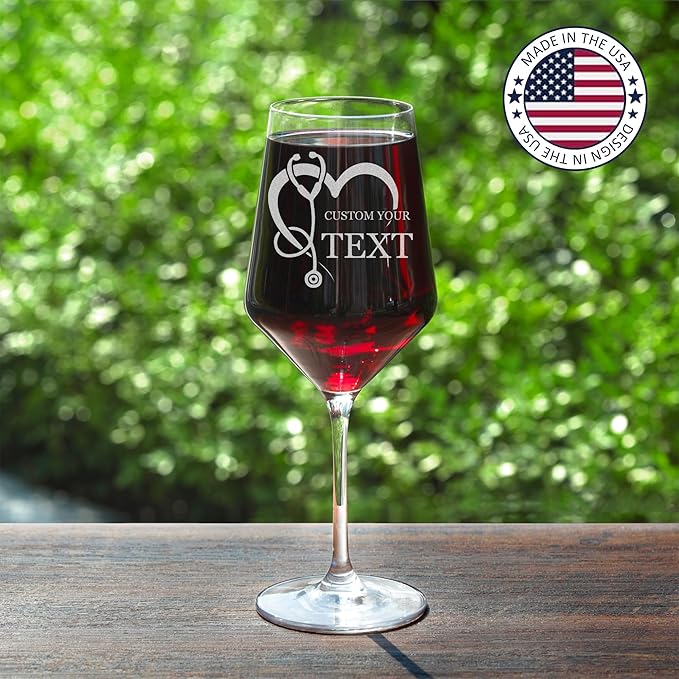Custom Engraved Wine Glass - Personalized Nurse Gifts, Graduation Gift for Nurses Week Retirement Graduation Appreciation Present for School Nursing Student RN Practitioner (Wine, Nurse)