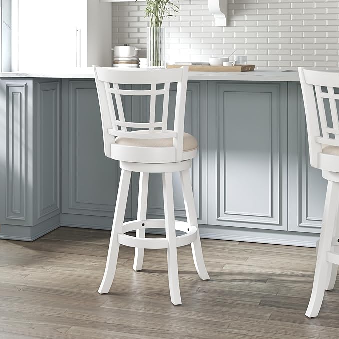 Hillsdale Fairfox 30.5" Wood Swivel Bar Height Stool, White