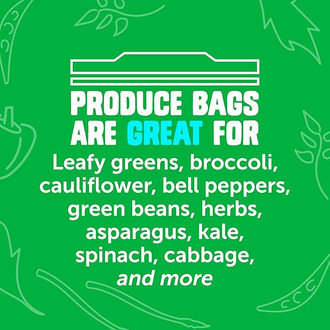Ziploc Food Storage Produce Bags, Seal Top to Keep and Control Moisture, 50 Bags Total