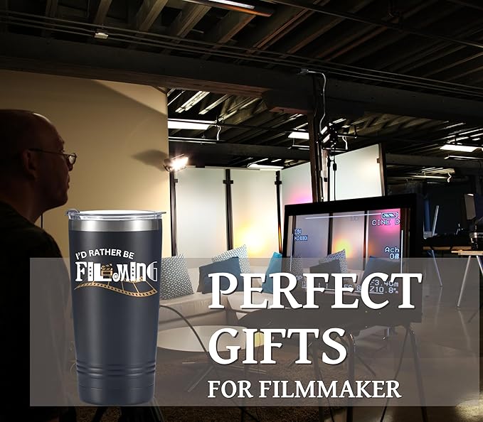Onebttl Gifts for Aspiring Filmmakers, Director Gift, Theater Gift on Filmmaker Day, Birthday and Christmas, 20 oz Insulated Stainless Steel Tumbler - I'D RATHER BE FILMING