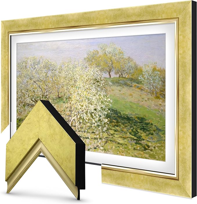Contemporary Gold 75" Premiere Deco TV Frame - Compatible ONLY with Samsung The Frame TV and Pro TVs (Fits 2021-2025, LS03A, LS03B,LS03C,LS03D,LS03FA,LS03FW)