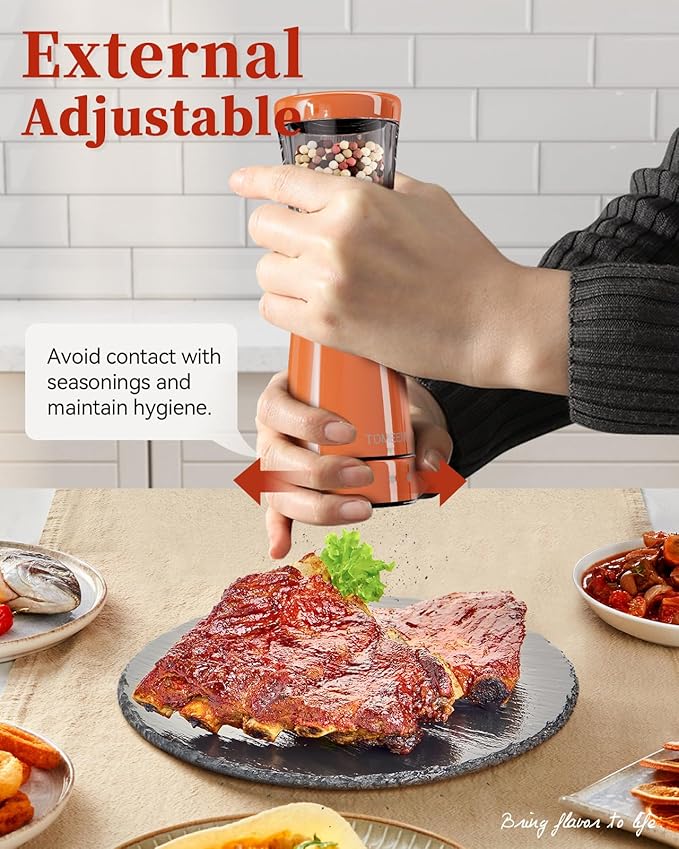 Electric Salt and Pepper Grinder Set with Storage Base, Stainless Steel Rechargeable Salt and Pepper Grinder Set with 4.5 oz Large Capacity, 1.8" Wide Mouth, Adjustable Coarseness, Ideal for Kitchen