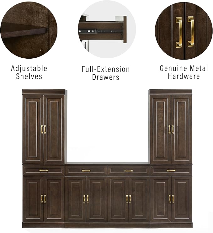 Crosley Furniture Stanton 3-Piece Traditional Sideboard Buffet Cabinet and Kitchen Storage Pantry Set, Coffee
