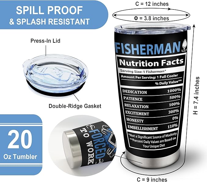 Christmas Fishing Gifts for Men, Unique Fishing Gifts for Dad/Grandpa/Boys, Gift for Fisherman, Dad/Papa Fisherman Present, Birthday Present for Mens Who Love to Fish Tumbler 20oz