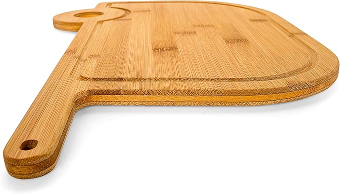 Camco Life is Better at The Campsite Retro RV Shaped Bamboo Wood Cutting Board for Food Prep-Doesn't Dull Knives, Resists Moisture (53089)