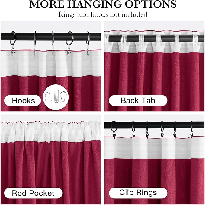 NICETOWN Red Blackout Velvet Curtains 120 inch Long 2 Pieces, Back Tab Rod Pocket with Pleat Tape Window Treatment for Sliding Glass Door Noise Reducing Thermal Insulated Drapes, 52" Wide Each Panel