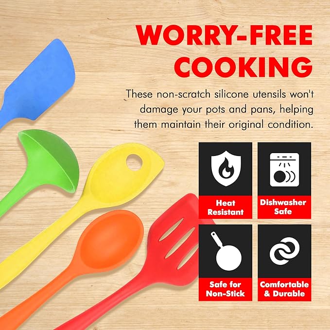 Chef Craft 5 Piece Multicolored Premium Silicone Kitchen Tool Set, Assorted (42086)