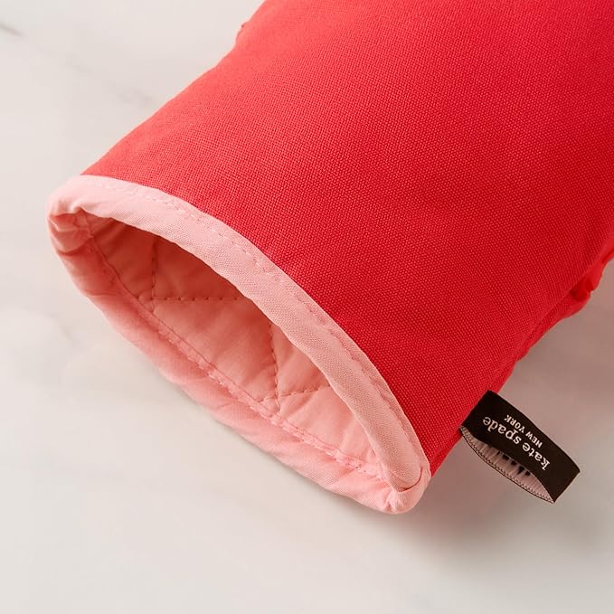 Kate Spade New York Spade Flower Soft Silicone Mini Oven Mitt 2-Pack Set, Heat Resistant, Flexible Non-Slip Silicone Grip, Red/Pink, 5.5"X8"