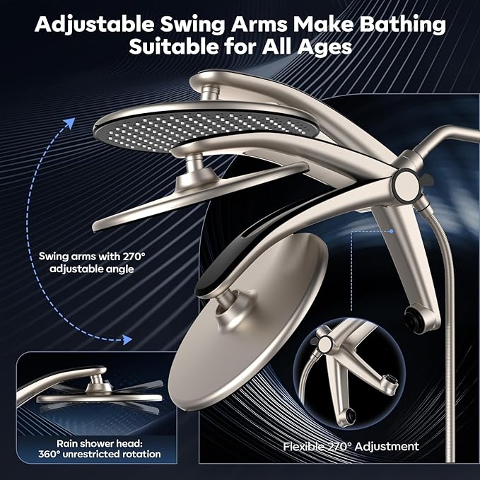 Shower Head with filtered Handheld High Pressure daul Shower Heads with Handheld Spray Combo and 10 Sprays Handheld Shower Head Detachable Shower head Built-in Magnetic Docking and Power Jets