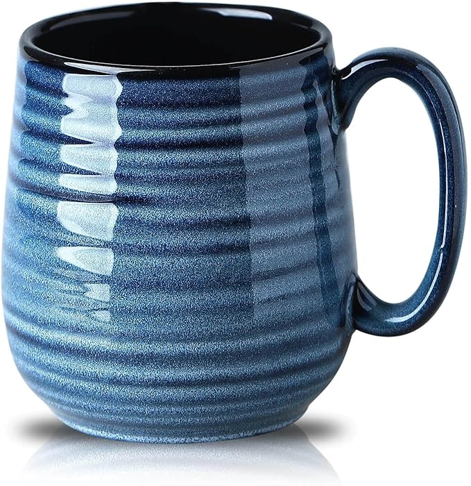 HASENSE Coffee Mug, 20 oz Ceramic Coffee Cup for Men and Women, Large Coffee Mug for Latte Coffee Tea Soup for Office and Home, Dishwasher and Microwave Safe, 1 PCS (Blue)