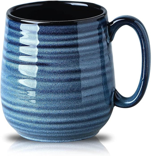 HASENSE Coffee Mug, 20 oz Ceramic Coffee Cup for Men and Women, Large Coffee Mug for Latte Coffee Tea Soup for Office and Home, Dishwasher and Microwave Safe, 1 PCS (Blue)