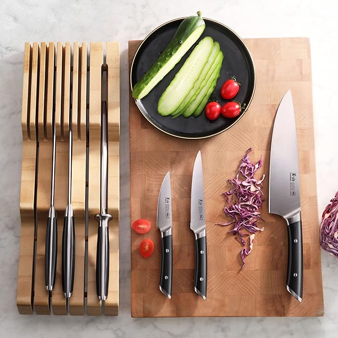 Cangshan HELENA Series German Steel Forged 7-Piece In-Drawer Knife Set (Black)