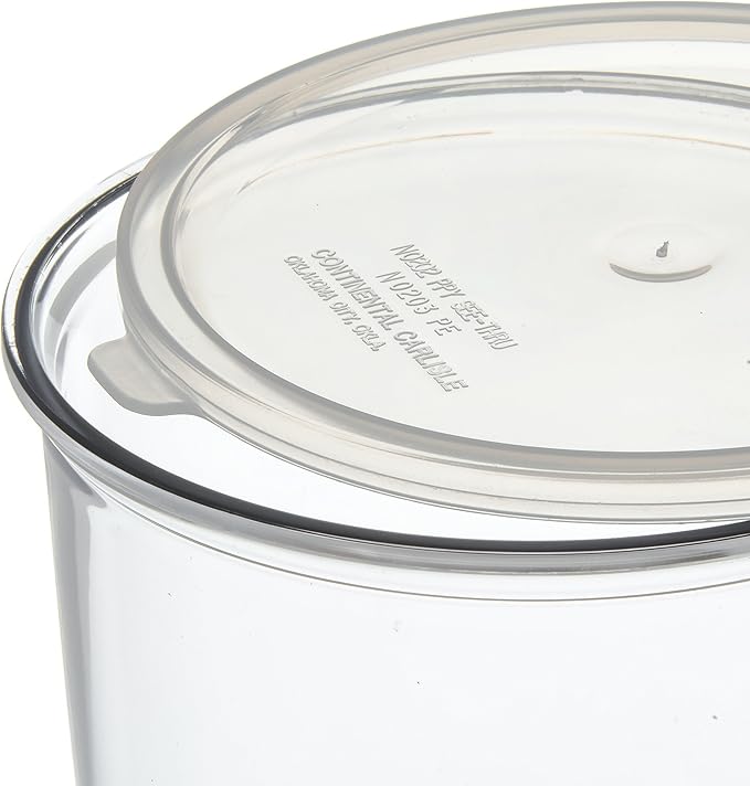 Carlisle FoodService Products Classic Round Storage Container Crock with Lid for Kitchen, Restaurants, Home, Plastic, 2.7 Quarts, Clear, (Pack of 6)