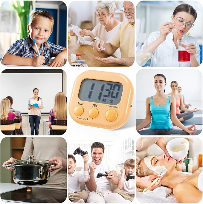 Weewooday 50 Pcs Magnetic Digital Timers for Classroom Multi Function Electronic Kitchen Timer Large Digits Countdown Stopwatch Loud Alarm for School Learning Cooking Study Work Game (10 Colors)