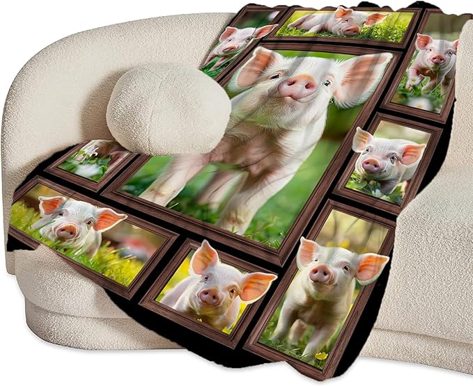 Pig Blanket Pig Gifts for Lovers Throw Blanket Stuff Cozy Plush Fleece Flannel Animal Blankets for Girls Boys Women Men 80"X60"